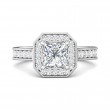 FlyerFit® 18K White Gold Micropave Halo Engagement Ring