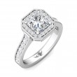 FlyerFit® 18K White Gold Micropave Halo Engagement Ring