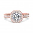 FlyerFit® 18K Pink Gold Micropave Halo Engagement Ring