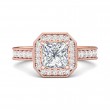 FlyerFit® 14K Pink Gold Micropave Halo Engagement Ring