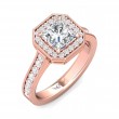 FlyerFit® 14K Pink Gold Micropave Halo Engagement Ring