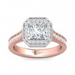 FlyerFit® 14K Pink Gold Shank And White Gold Top Micropave Halo Engagement Ring