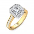 FlyerFit® 14K Yellow and 14K White Gold Micropave Halo Engagement Ring