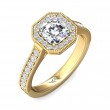 FlyerFit® 18K Yellow Gold Micropave Halo Engagement Ring