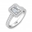 FlyerFit® 14K White Gold Micropave Halo Engagement Ring