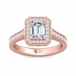 FlyerFit® 18K Pink Gold Micropave Halo Engagement Ring