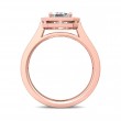 FlyerFit® 18K Pink Gold Micropave Halo Engagement Ring