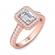 FlyerFit® 18K Pink Gold Micropave Halo Engagement Ring