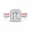 FlyerFit® 14K Pink Gold Shank And White Gold Top Micropave Halo Engagement Ring