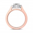 FlyerFit® 14K Pink Gold Shank And White Gold Top Micropave Halo Engagement Ring