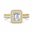 FlyerFit® 18K Yellow Gold Micropave Halo Engagement Ring