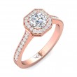 FlyerFit® 18K Pink Gold Micropave Halo Engagement Ring