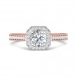 FlyerFit® 18K Pink Gold Shank And White Gold Top Micropave Halo Engagement Ring