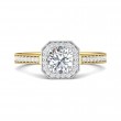 FlyerFit® 18K Yellow Gold Shank And White Gold Top Micropave Halo Engagement Ring