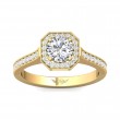 FlyerFit® 18K Yellow Gold Micropave Halo Engagement Ring