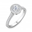 FlyerFit® 18K White Gold Micropave Halo Engagement Ring