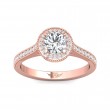 FlyerFit® 14K Pink Gold Micropave Halo Engagement Ring