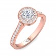 FlyerFit® 14K Pink Gold Micropave Halo Engagement Ring