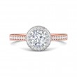 FlyerFit® 14K Pink Gold Shank And White Gold Top Micropave Halo Engagement Ring