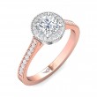 FlyerFit® 14K Pink Gold Shank And White Gold Top Micropave Halo Engagement Ring