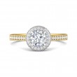 FlyerFit® 18K Yellow Gold Shank And White Gold Top Micropave Halo Engagement Ring