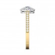 FlyerFit® 18K Yellow Gold Shank And White Gold Top Micropave Halo Engagement Ring