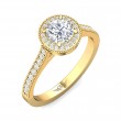 FlyerFit® 14K Yellow Gold Micropave Halo Engagement Ring