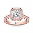 FlyerFit® 14K Pink Gold Micropave Halo Engagement Ring