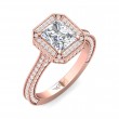 FlyerFit® 14K Pink Gold Micropave Halo Engagement Ring