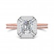 FlyerFit® 14K Pink Gold Shank And White Gold Top Micropave Halo Engagement Ring