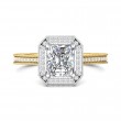 FlyerFit® 18K Yellow Gold Shank And White Gold Top Micropave Halo Engagement Ring