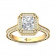 FlyerFit® 14K Yellow Gold Micropave Halo Engagement Ring