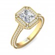 FlyerFit® 14K Yellow Gold Micropave Halo Engagement Ring