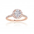 Round Diamond Pavé Halo Setting - Split Shank