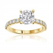 14 Stone Round Diamond Shared Prong Engagement Ring