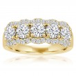 Round Diamond 5 Stone Halo Band