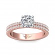 FlyerFit® 14K Pink Gold Shank And White Gold Top Micropave Engagement Ring