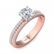 FlyerFit® 14K Pink Gold Shank And White Gold Top Micropave Engagement Ring