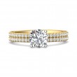 FlyerFit® 18K Yellow Gold Shank And White Gold Top Micropave Engagement Ring