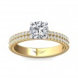 FlyerFit® 18K Yellow Gold Shank And White Gold Top Micropave Engagement Ring