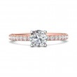 FlyerFit® 14K Pink Gold Shank And White Gold Top Micropave Engagement Ring