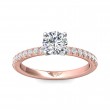 FlyerFit® 14K Pink Gold Shank And White Gold Top Micropave Engagement Ring