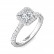 FlyerFit® 18K White Gold Micropave Halo Engagement Ring