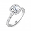 FlyerFit® 18K White Gold Micropave Halo Engagement Ring