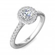 FlyerFit® 18K White Gold Micropave Halo Engagement Ring