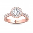 FlyerFit® 14K Pink Gold Micropave Halo Engagement Ring