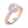 FlyerFit® 14K Pink Gold Micropave Halo Engagement Ring