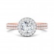 FlyerFit® 18K Pink Gold Shank And White Gold Top Micropave Halo Engagement Ring