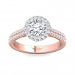 FlyerFit® 18K Pink Gold Shank And White Gold Top Micropave Halo Engagement Ring