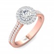 FlyerFit® 18K Pink Gold Shank And White Gold Top Micropave Halo Engagement Ring